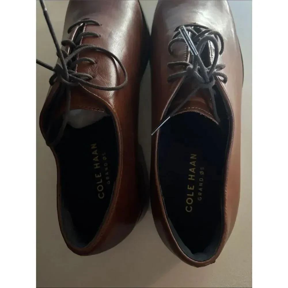 Cole Haan Jefferson Grand Wholecut Oxford British Tan Leather Shoes Size 11 New
